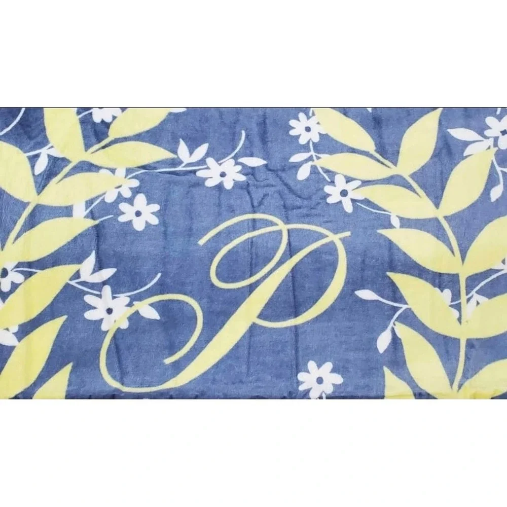 Victoria's Secret PINK Oversized Swim Towel Blue Floral Leaf Logo 39x71 NWT
